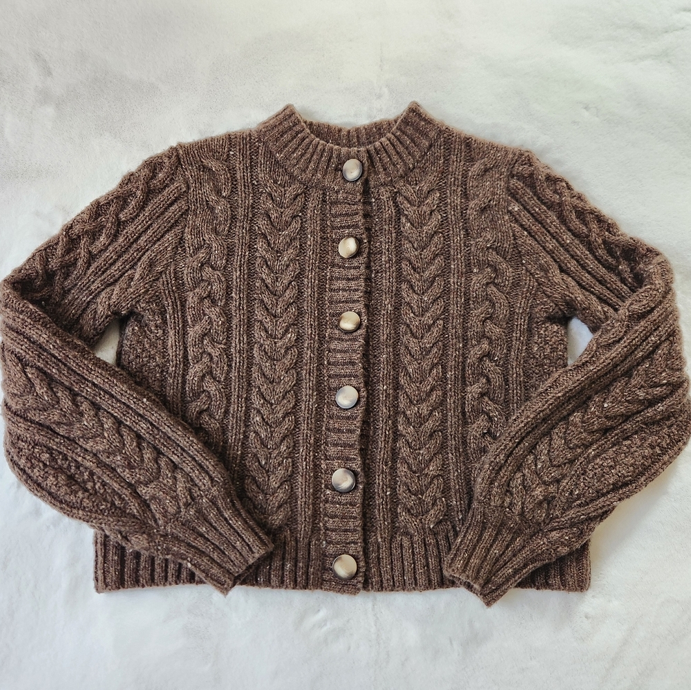 NWT Sezane Andina Sweater Sezane Cardigan Chunky Cable Knit Braided Knit Jumper - Picture 8 of 16